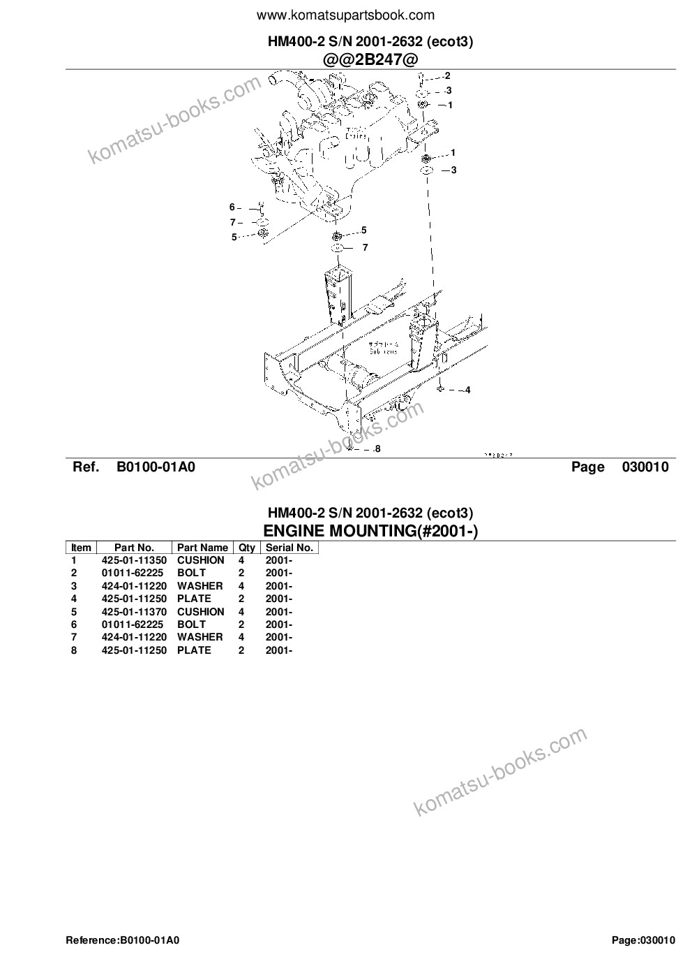 Komatsu hm400-2 s/n 2001-2632 ecot3 Parts catalog cover Page 3