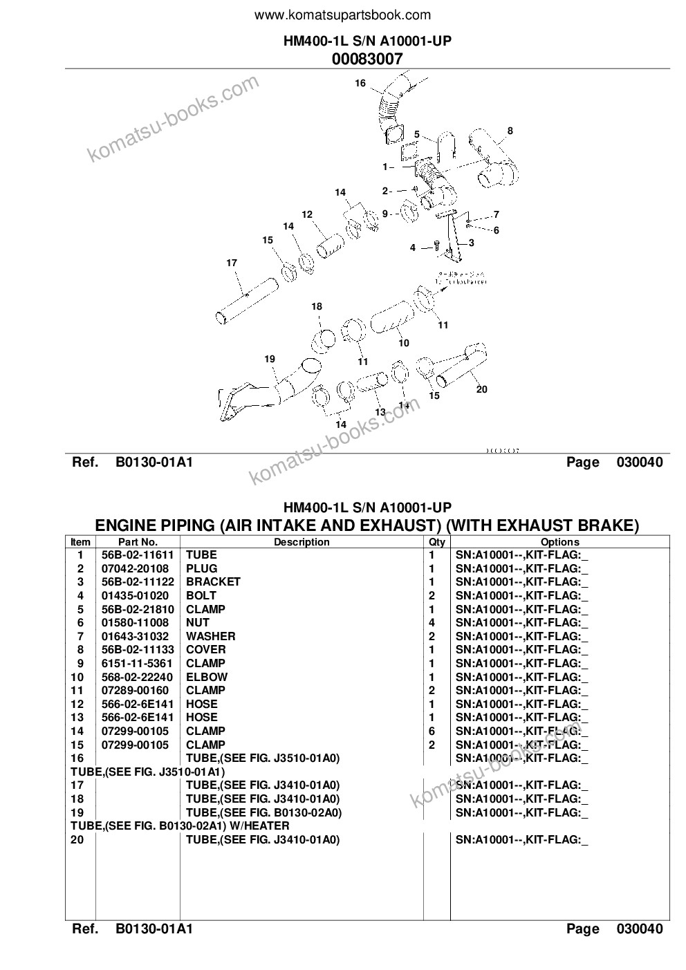 Komatsu hm400-1l s/n a10001-up Каталог запчастей обложка Страница 6
