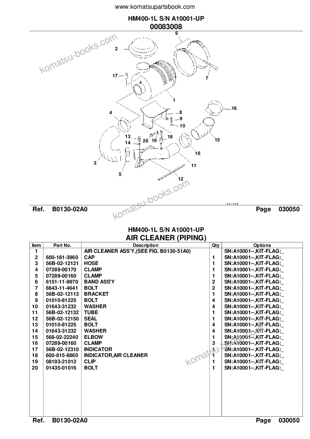 Komatsu hm400-1l s/n a10001-up Каталог запчастей обложка Страница 7