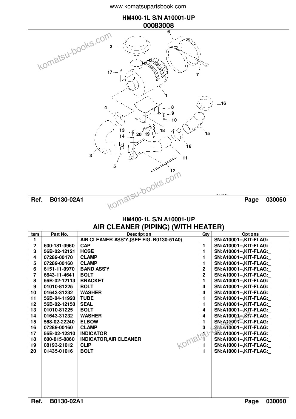 Komatsu hm400-1l s/n a10001-up Каталог запчастей обложка Страница 8