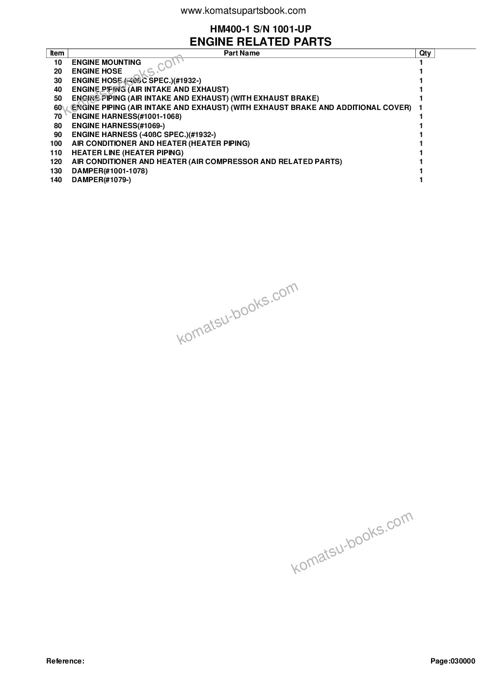 Komatsu hm400-1 s/n 1001-up Parts catalog cover Page 2