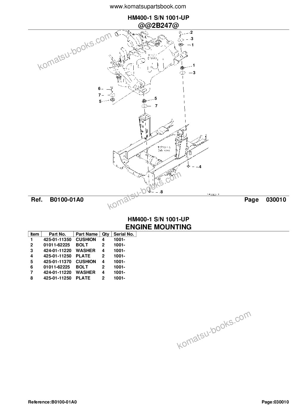 Komatsu hm400-1 s/n 1001-up Parts catalog cover Page 3