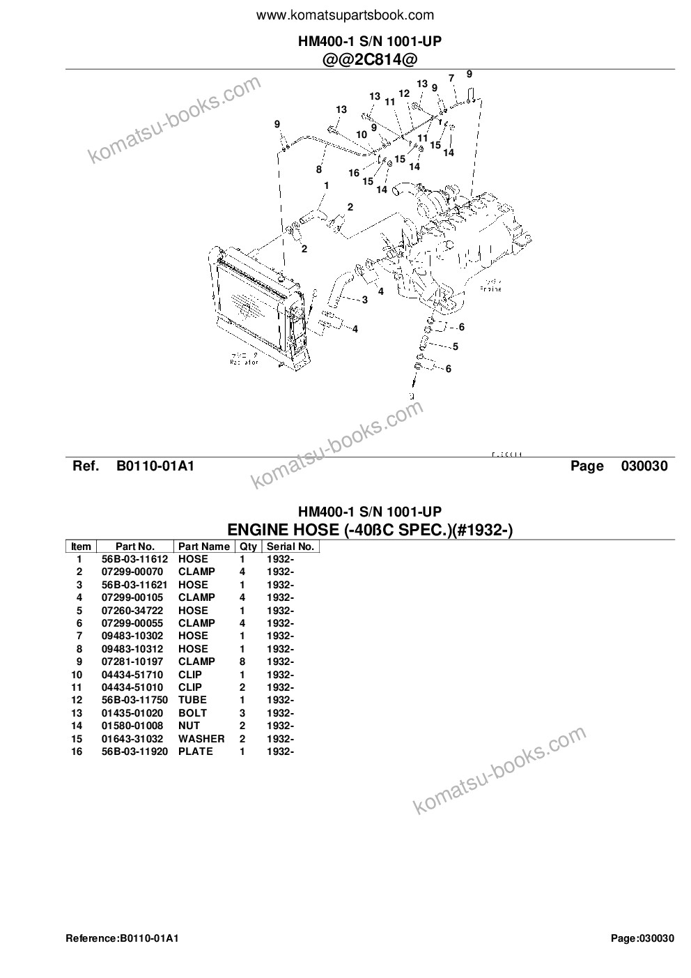 Komatsu hm400-1 s/n 1001-up Parts catalog cover Page 5