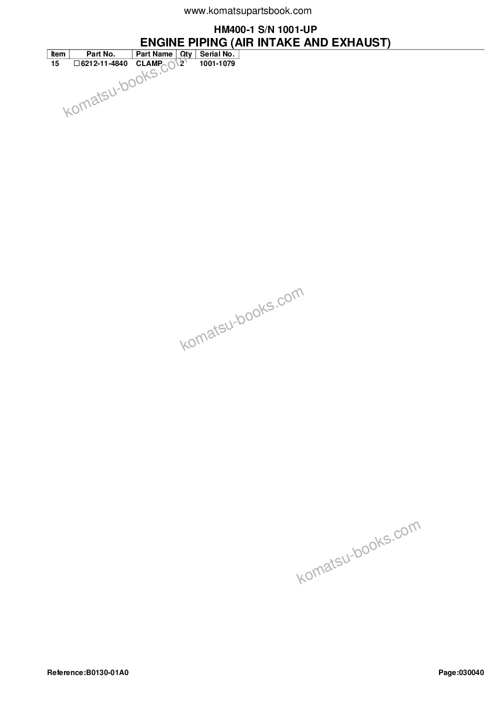 Komatsu hm400-1 s/n 1001-up Parts catalog cover Page 7