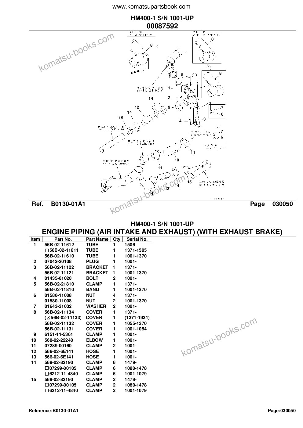 Komatsu hm400-1 s/n 1001-up Parts catalog cover Page 8