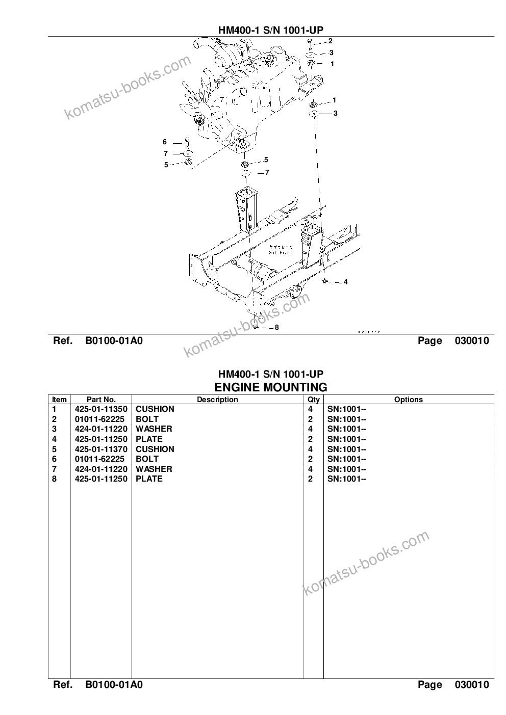 Komatsu HM400-1 S/N 1001-UP Parts catalog cover Page 3