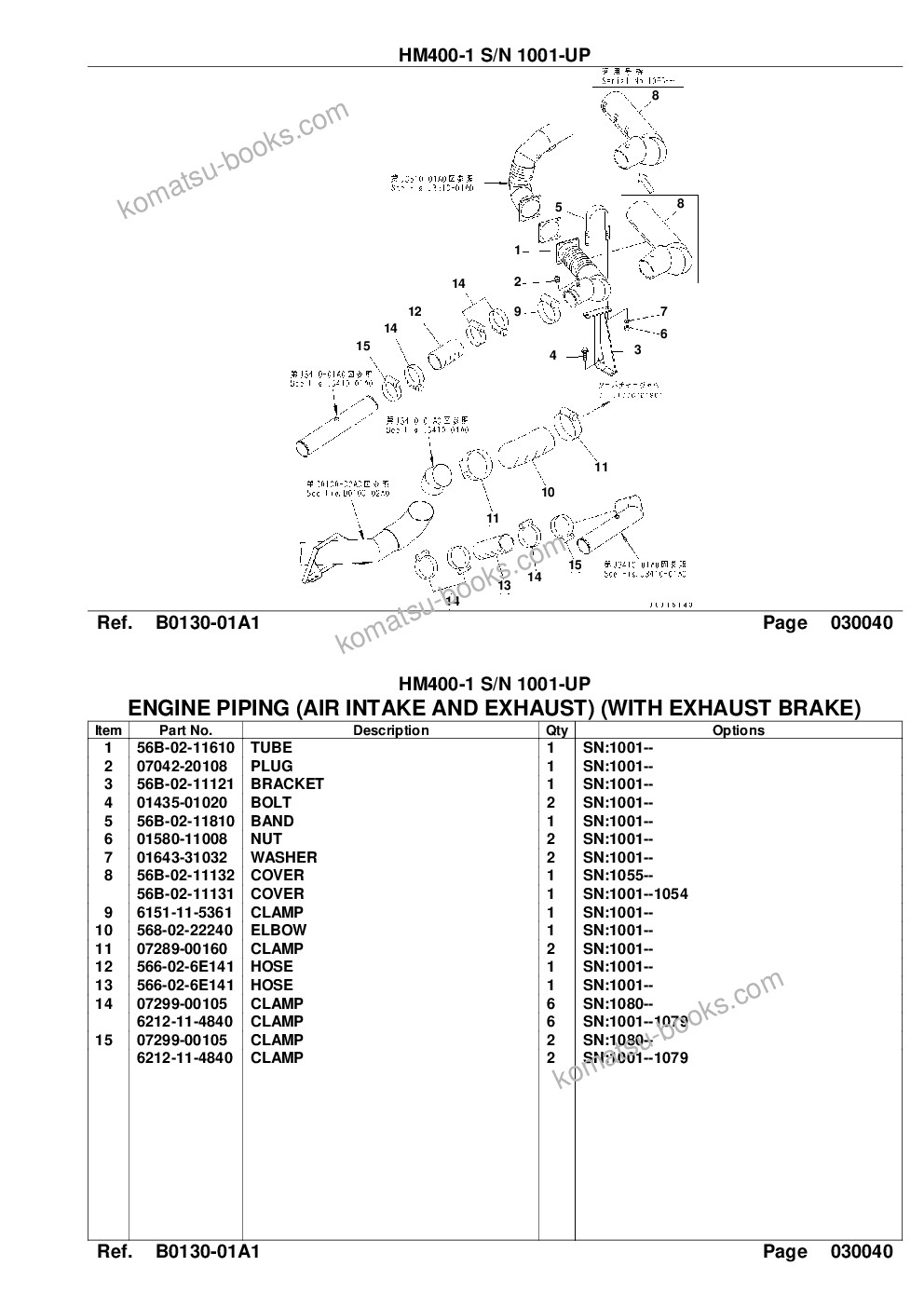 Komatsu HM400-1 S/N 1001-UP Parts catalog cover Page 6