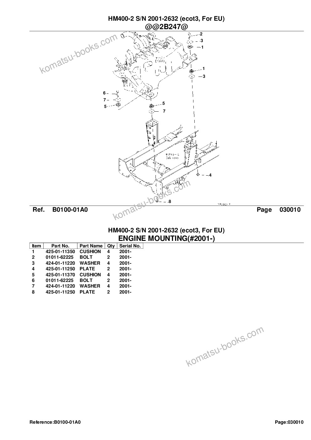 Komatsu hm400-2 s/n 2001-2632 ecot3, for eu Parts catalog cover Page 3