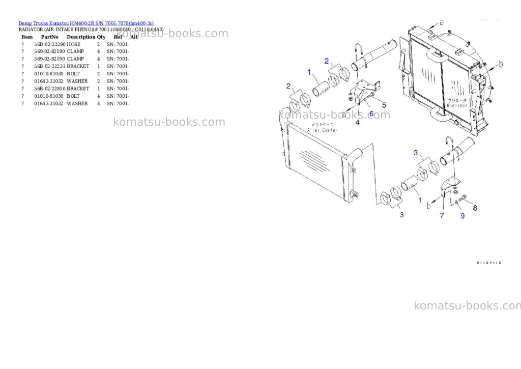 Komatsu hm400-2r s/n 7001-7078 Parts catalog cover Page 10 Komatsu hm400-2r s/n 7001-7078 Parts catalog cover Page 10