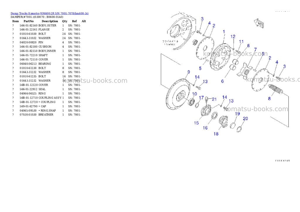 Komatsu hm400-2r s/n 7001-7078 Parts catalog cover Page 6 Komatsu hm400-2r s/n 7001-7078 Parts catalog cover Page 6