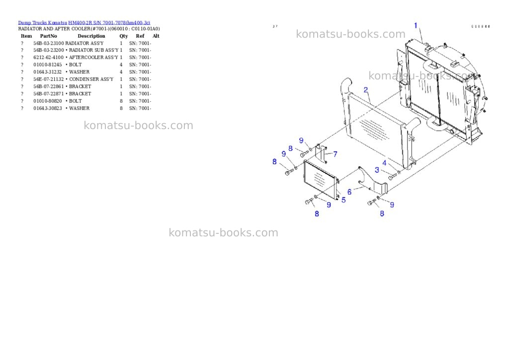 Komatsu hm400-2r s/n 7001-7078 Parts catalog cover Page 7 Komatsu hm400-2r s/n 7001-7078 Parts catalog cover Page 7