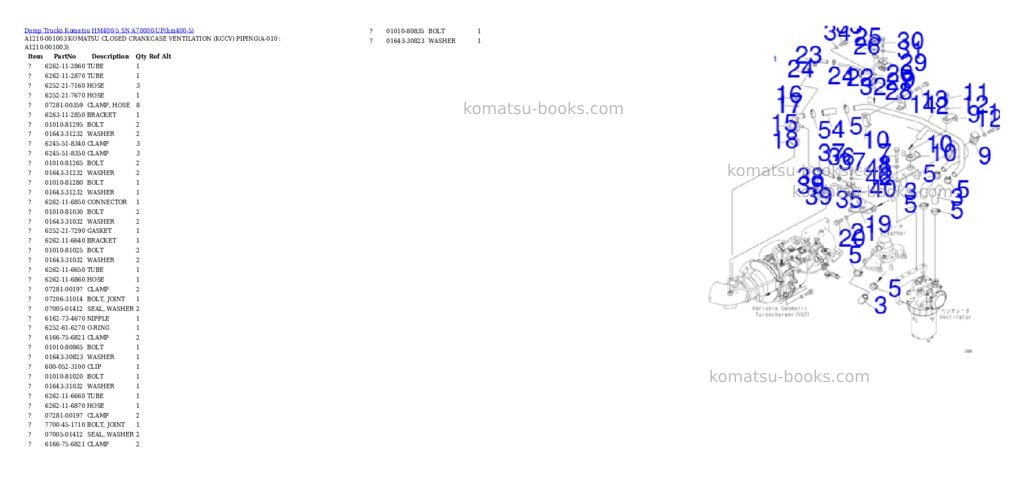Komatsu HM400-5 SN A70000-UP Parts catalog cover Page 3