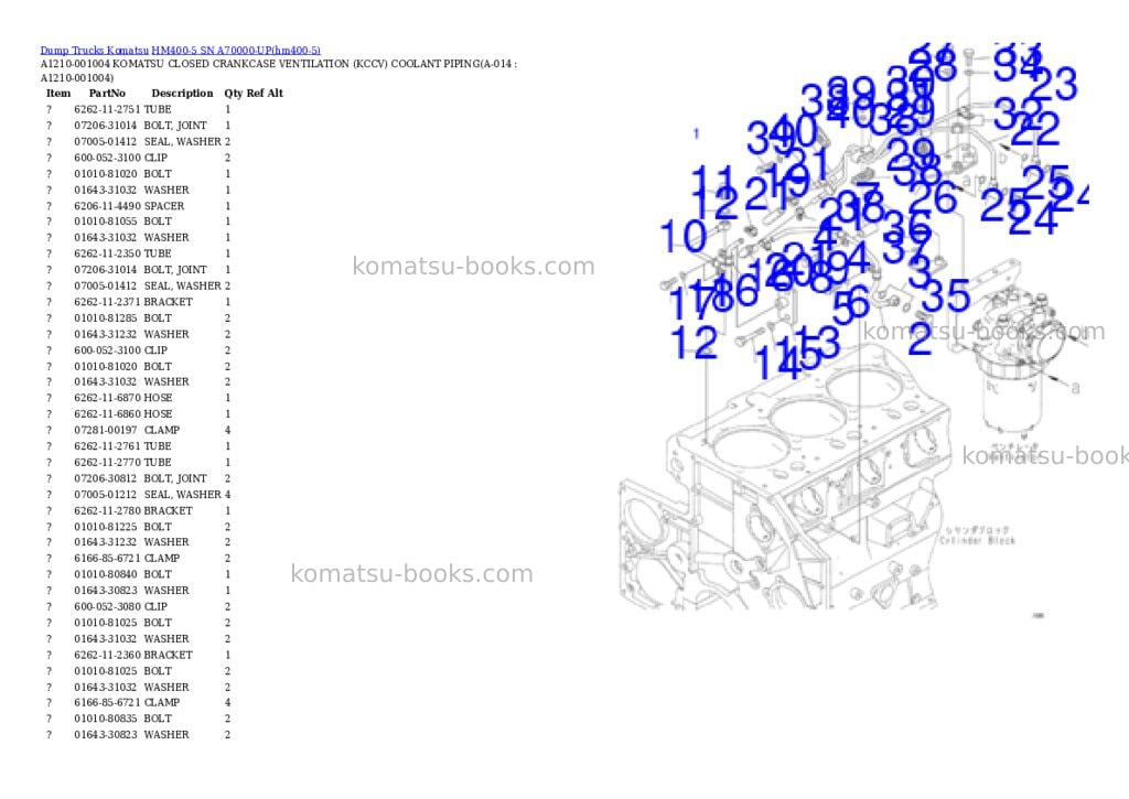 Komatsu HM400-5 SN A70000-UP Parts catalog cover Page 4