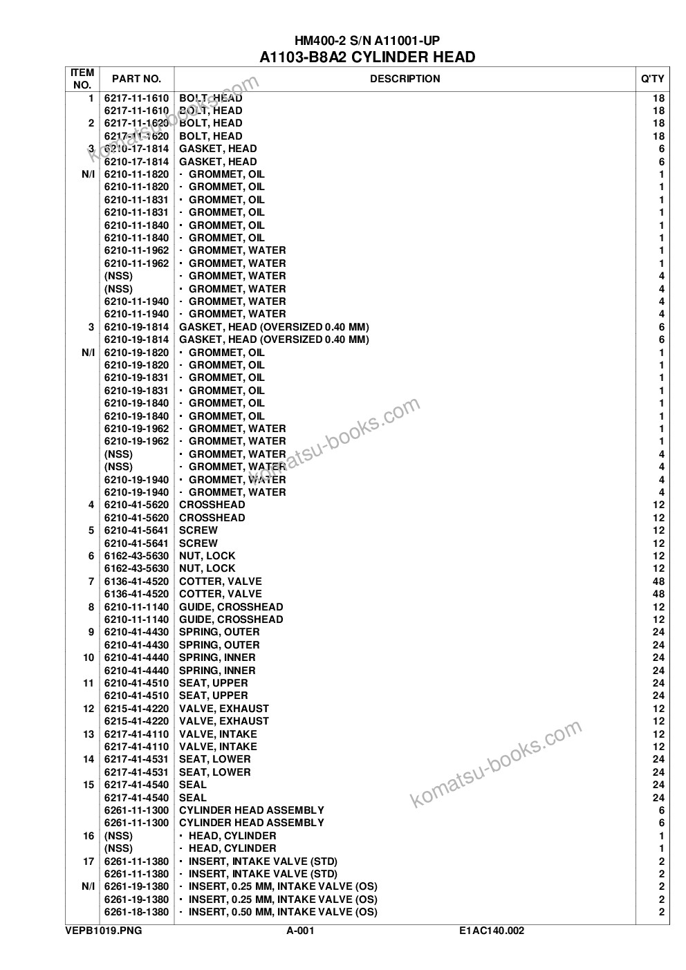 Komatsu hm400-2 s/n a11001-up Parts catalog cover Page 5