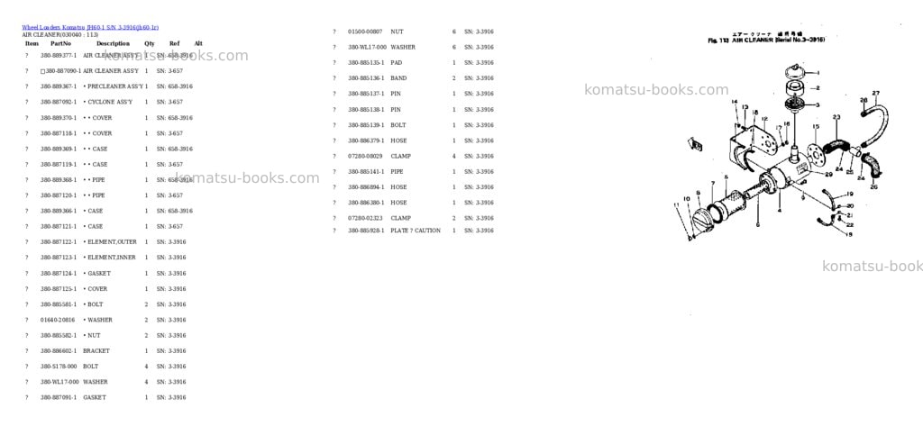 Komatsu jh60-1 s/n 3-3916 Parts catalog cover Page 3