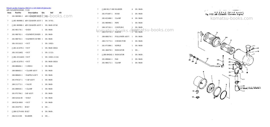Komatsu jh65cv-2 s/n 9649-up Parts catalog cover Page 6 Komatsu jh65cv-2 s/n 9649-up Parts catalog cover Page 6