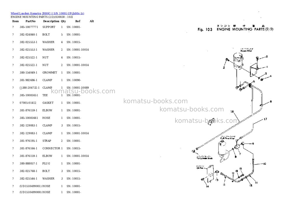 Komatsu jh80c-1 s/n 10001-up Parts catalog cover Page 2 Komatsu jh80c-1 s/n 10001-up Parts catalog cover Page 2