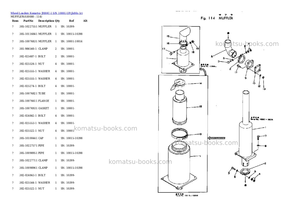Komatsu jh80c-1 s/n 10001-up Parts catalog cover Page 7 Komatsu jh80c-1 s/n 10001-up Parts catalog cover Page 7