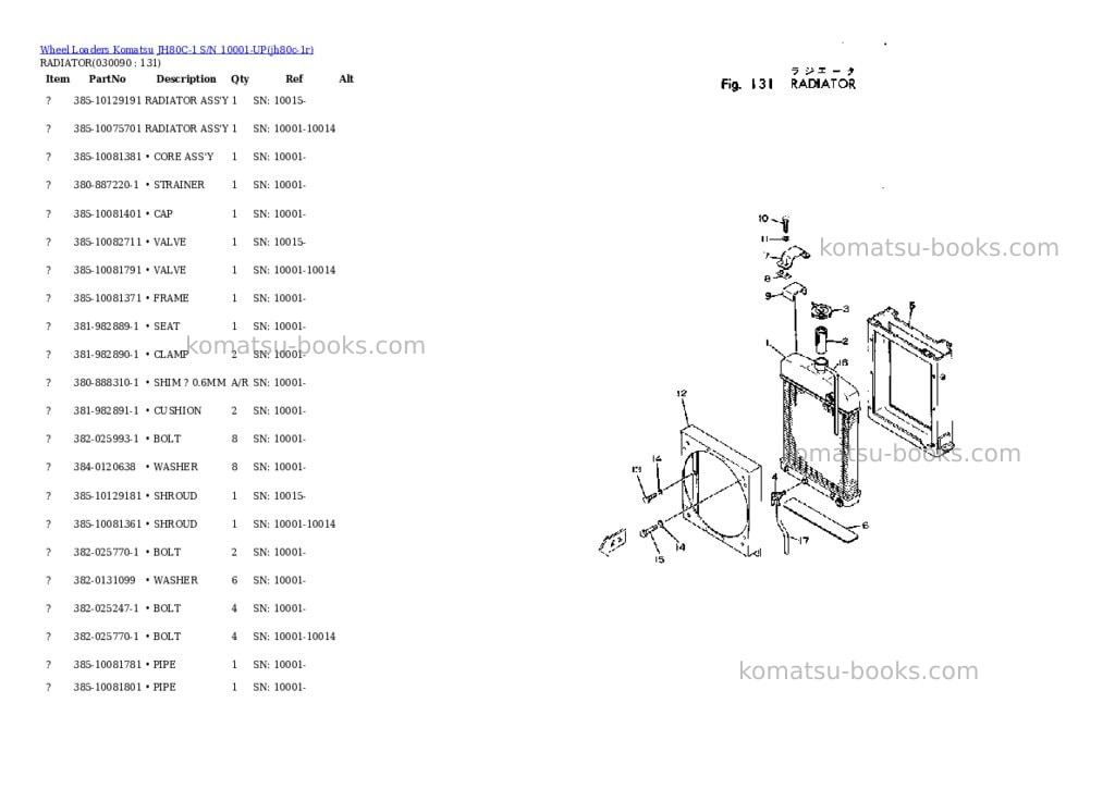 Komatsu jh80c-1 s/n 10001-up Parts catalog cover Page 8 Komatsu jh80c-1 s/n 10001-up Parts catalog cover Page 8