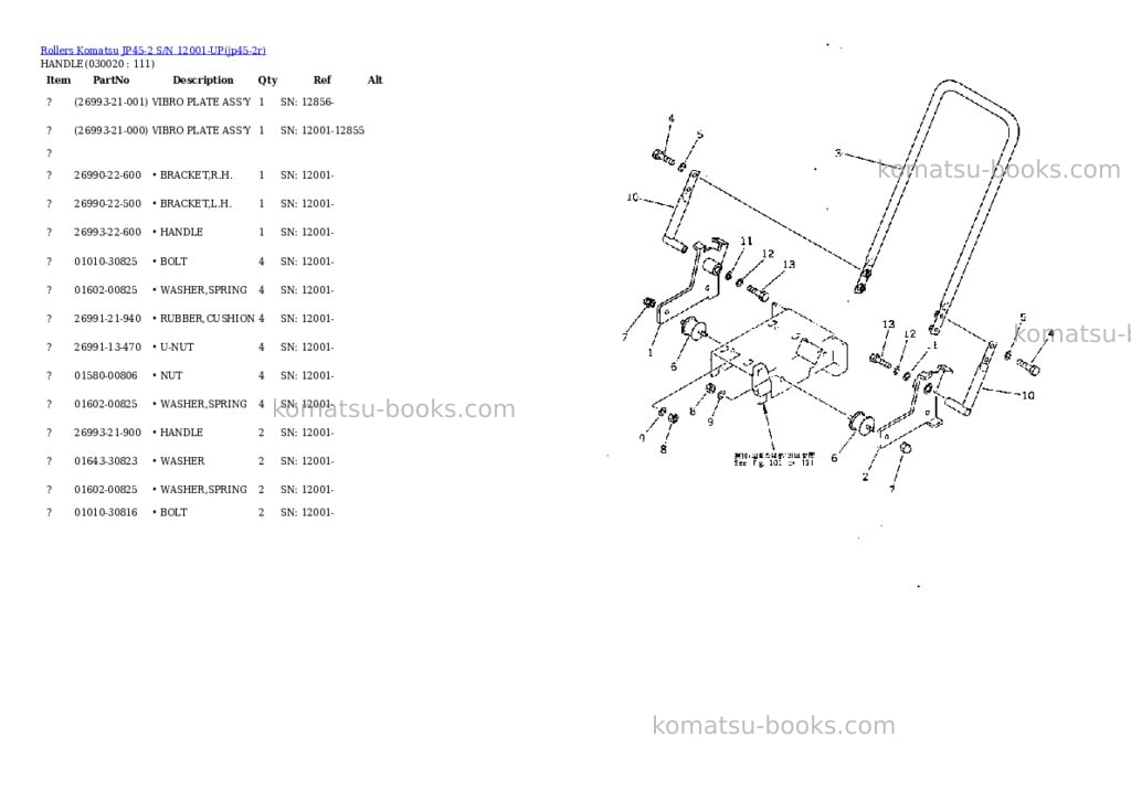 Komatsu jp45-2 s/n 12001-up Parts catalog cover Page 2