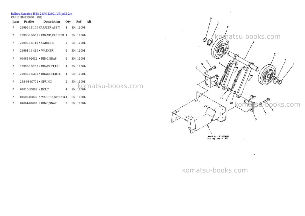 Komatsu jp45-2 s/n 12001-up Parts catalog cover Page 6