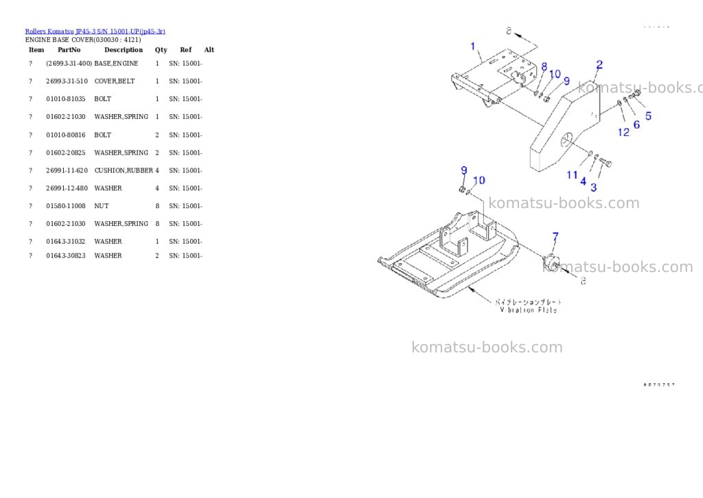 Komatsu jp45-3 s/n 15001-up Parts catalog cover Page 3 Komatsu jp45-3 s/n 15001-up Parts catalog cover Page 3