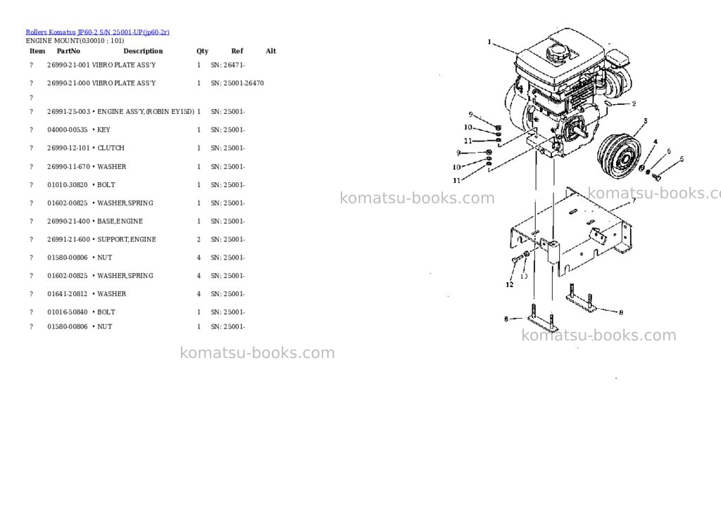 Komatsu jp60-2 s/n 25001-up Parts catalog cover Komatsu jp60-2 s/n 25001-up Parts catalog cover