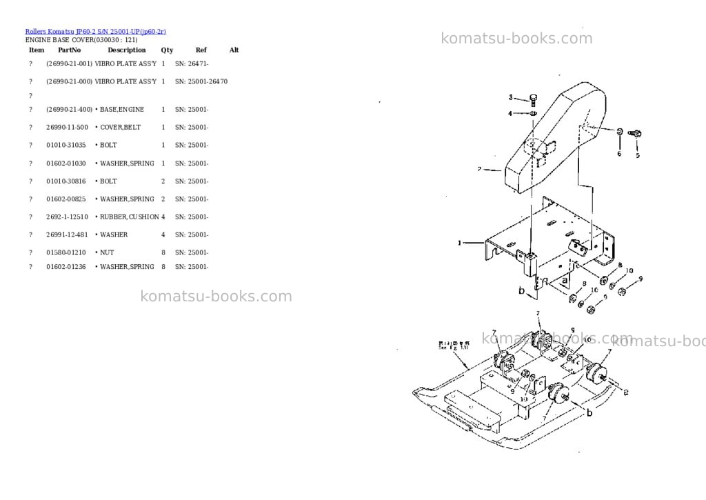 Komatsu jp60-2 s/n 25001-up Parts catalog cover Page 3 Komatsu jp60-2 s/n 25001-up Parts catalog cover Page 3