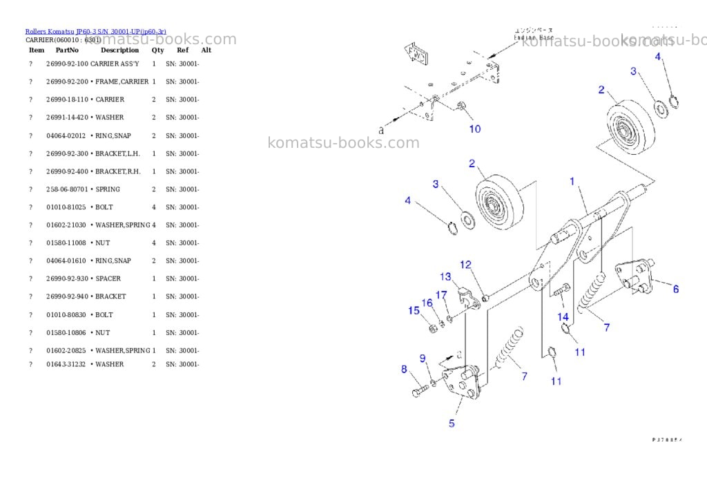 Komatsu jp60-3 s/n 30001-up Parts catalog cover Page 6 Komatsu jp60-3 s/n 30001-up Parts catalog cover Page 6