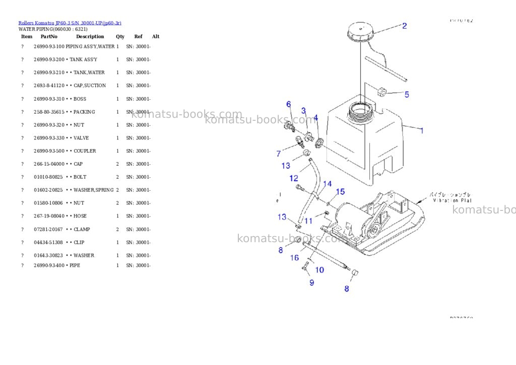 Komatsu jp60-3 s/n 30001-up Parts catalog cover Page 8 Komatsu jp60-3 s/n 30001-up Parts catalog cover Page 8