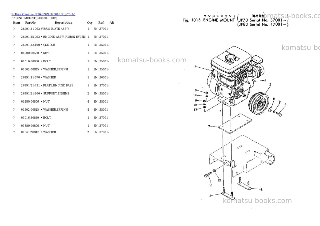 Komatsu jp70-3 s/n 37001-up Parts catalog cover Page 3 Komatsu jp70-3 s/n 37001-up Parts catalog cover Page 3