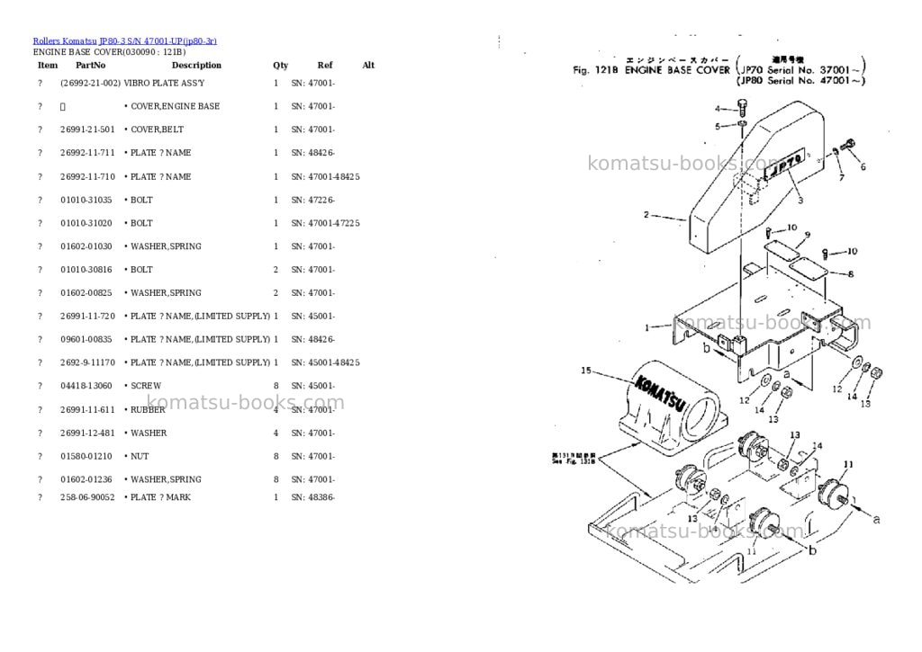 Komatsu jp80-3 s/n 47001-up Parts catalog cover Page 8 Komatsu jp80-3 s/n 47001-up Parts catalog cover Page 8