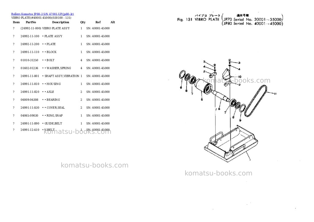 Komatsu jp80-3 s/n 47001-up Parts catalog cover Page 9 Komatsu jp80-3 s/n 47001-up Parts catalog cover Page 9