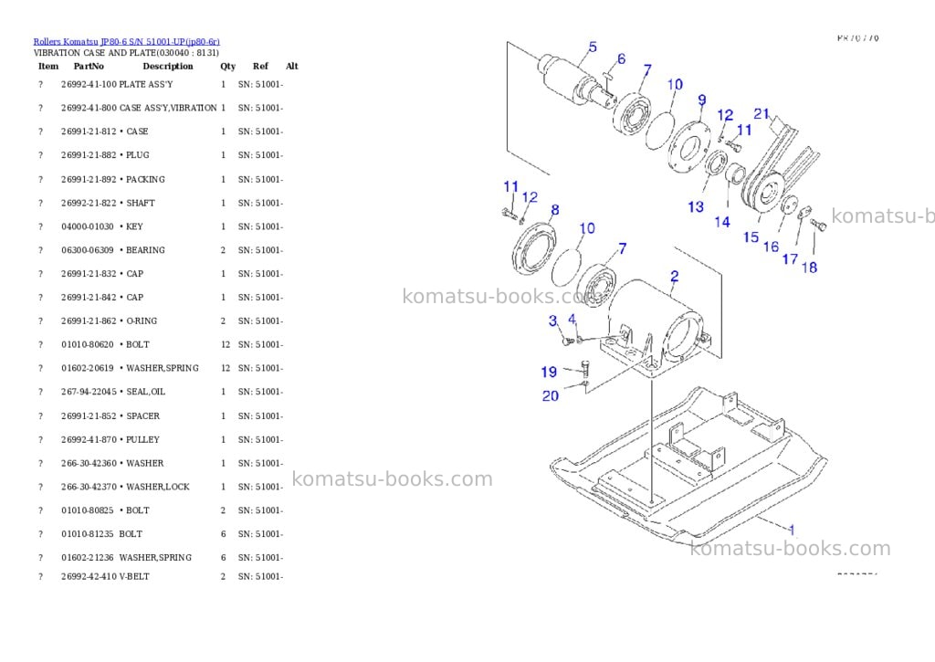 Komatsu jp80-6 s/n 51001-up Parts catalog cover Page 4 Komatsu jp80-6 s/n 51001-up Parts catalog cover Page 4