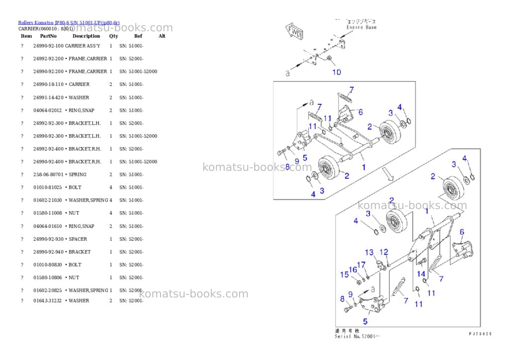 Komatsu jp80-6 s/n 51001-up Parts catalog cover Page 6 Komatsu jp80-6 s/n 51001-up Parts catalog cover Page 6