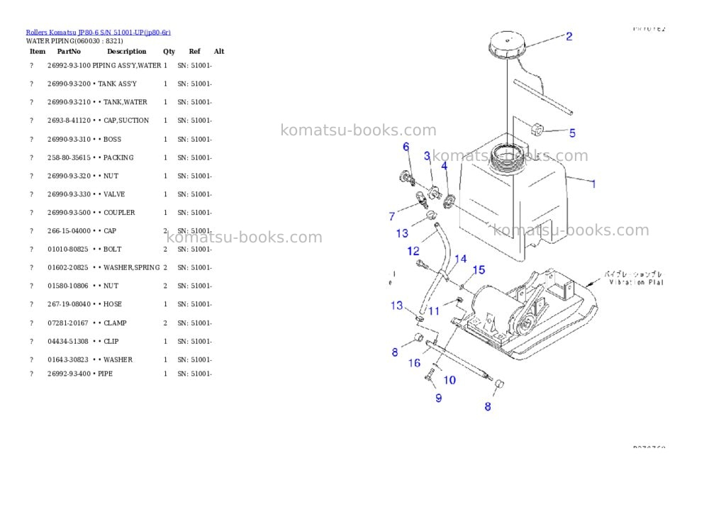 Komatsu jp80-6 s/n 51001-up Parts catalog cover Page 8 Komatsu jp80-6 s/n 51001-up Parts catalog cover Page 8