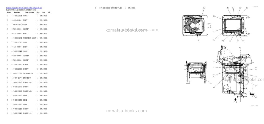Komatsu jt150-1 s/n 1001-up Parts catalog cover Page 2 Komatsu jt150-1 s/n 1001-up Parts catalog cover Page 2