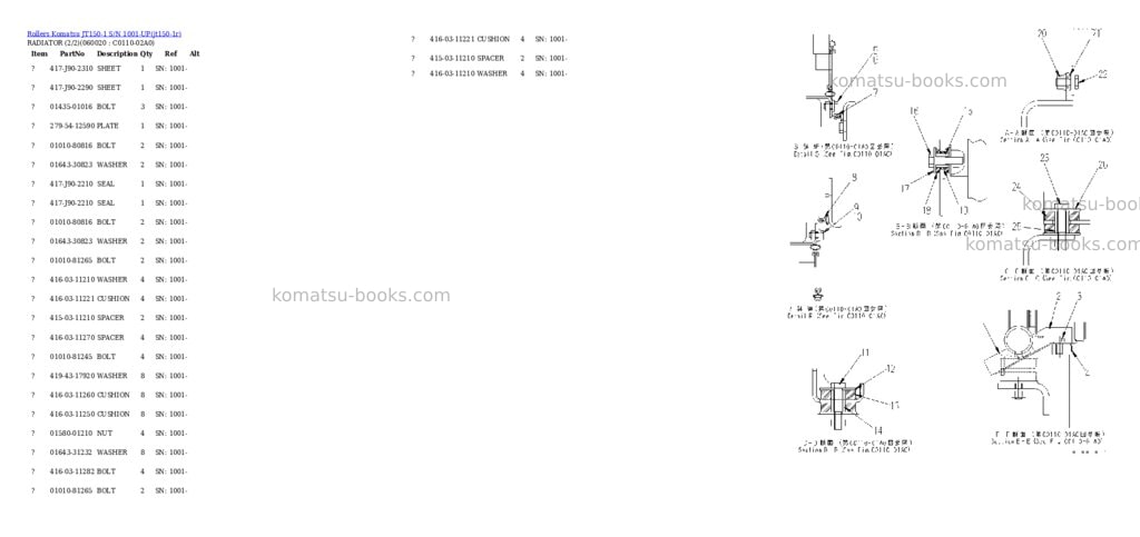 Komatsu jt150-1 s/n 1001-up Parts catalog cover Page 3 Komatsu jt150-1 s/n 1001-up Parts catalog cover Page 3
