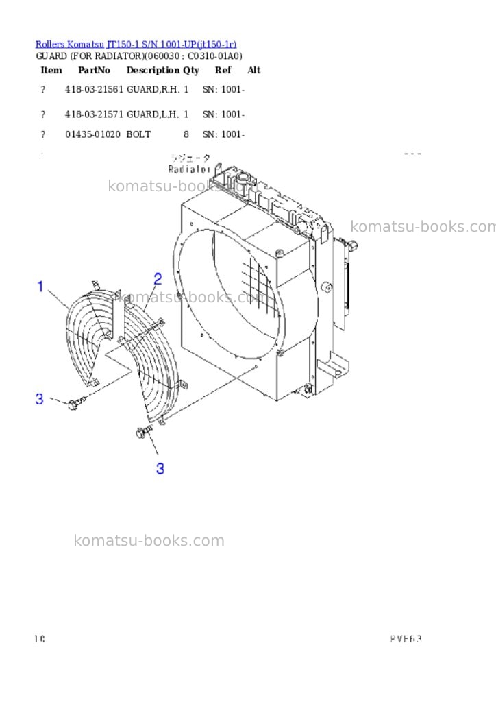 Komatsu jt150-1 s/n 1001-up Parts catalog cover Page 4 Komatsu jt150-1 s/n 1001-up Parts catalog cover Page 4