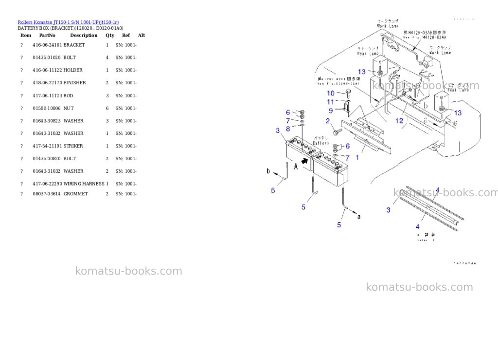 Komatsu jt150-1 s/n 1001-up Parts catalog cover Page 7 Komatsu jt150-1 s/n 1001-up Parts catalog cover Page 7