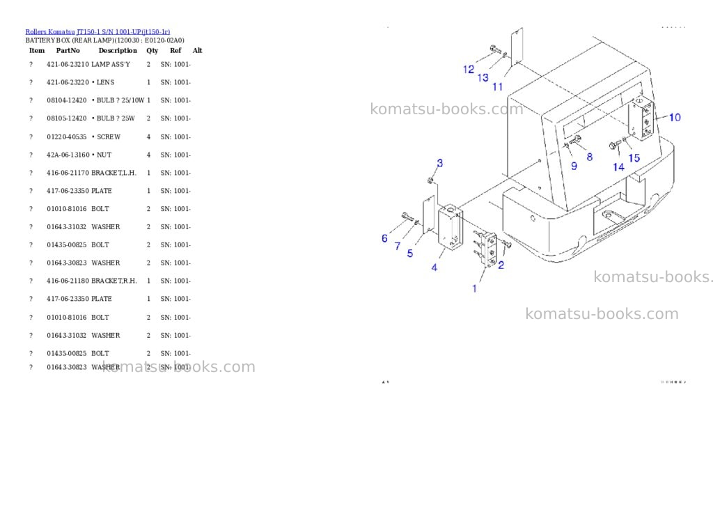 Komatsu jt150-1 s/n 1001-up Parts catalog cover Page 8 Komatsu jt150-1 s/n 1001-up Parts catalog cover Page 8