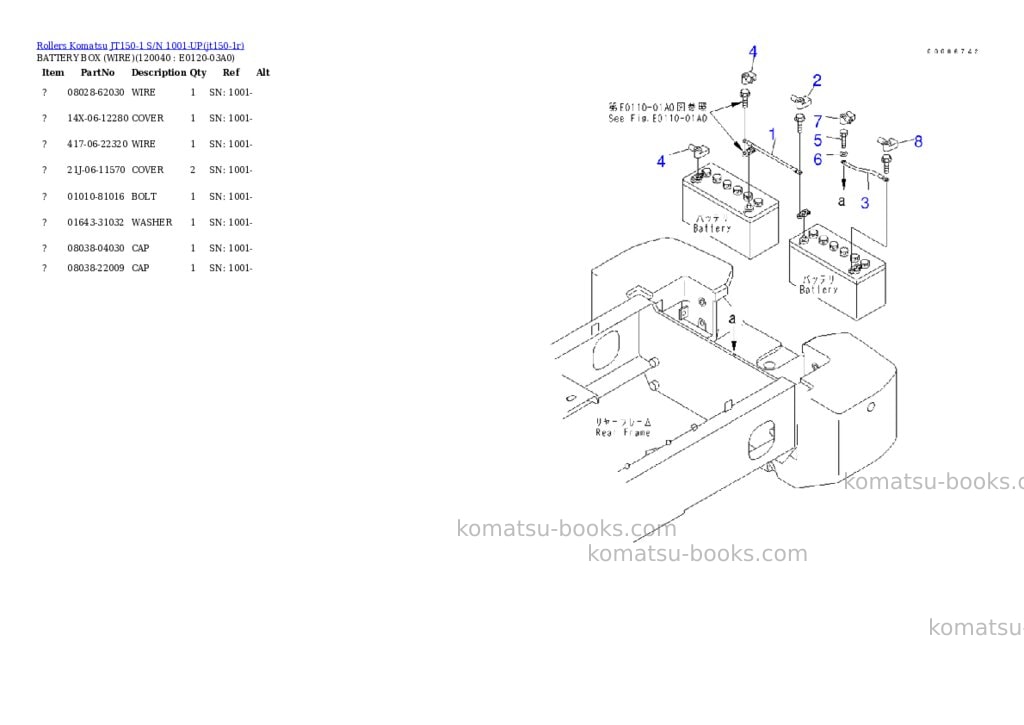 Komatsu jt150-1 s/n 1001-up Parts catalog cover Page 9 Komatsu jt150-1 s/n 1001-up Parts catalog cover Page 9