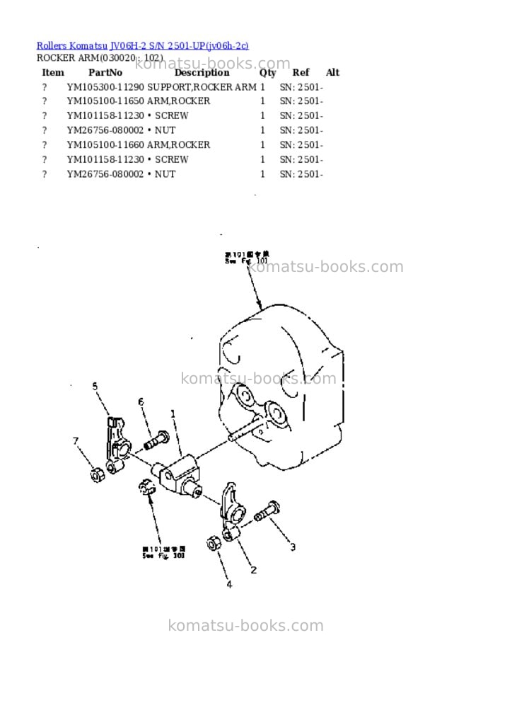 Komatsu JV06H-2 S/N 2501-UP Parts catalog cover Komatsu JV06H-2 S/N 2501-UP Parts catalog cover