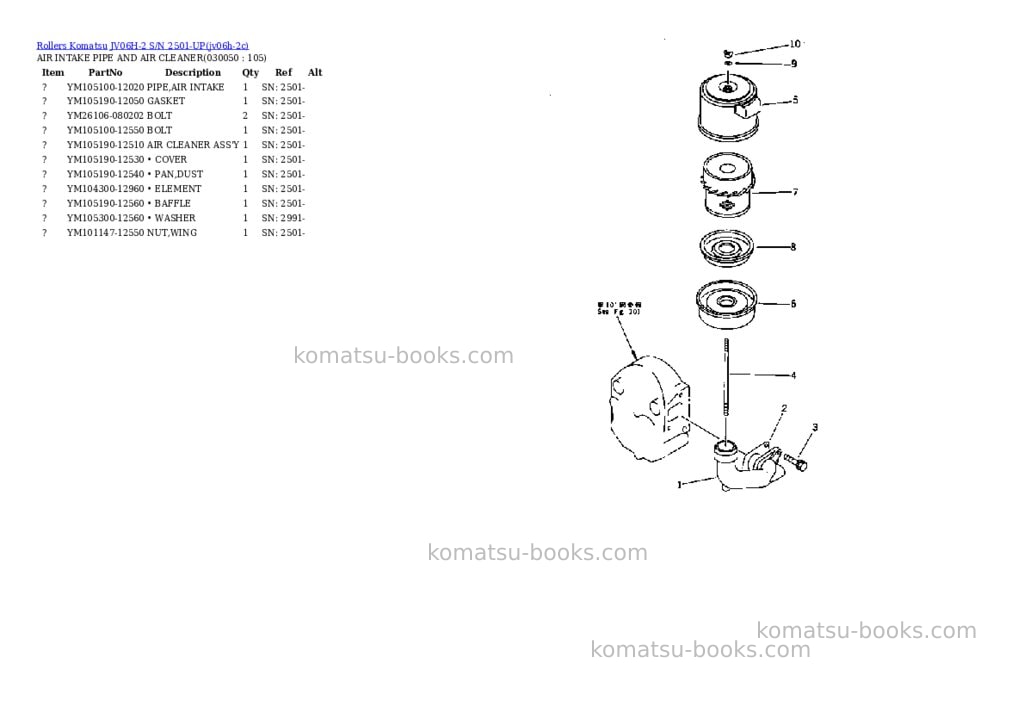 Komatsu JV06H-2 S/N 2501-UP Parts catalog cover Page 4 Komatsu JV06H-2 S/N 2501-UP Parts catalog cover Page 4