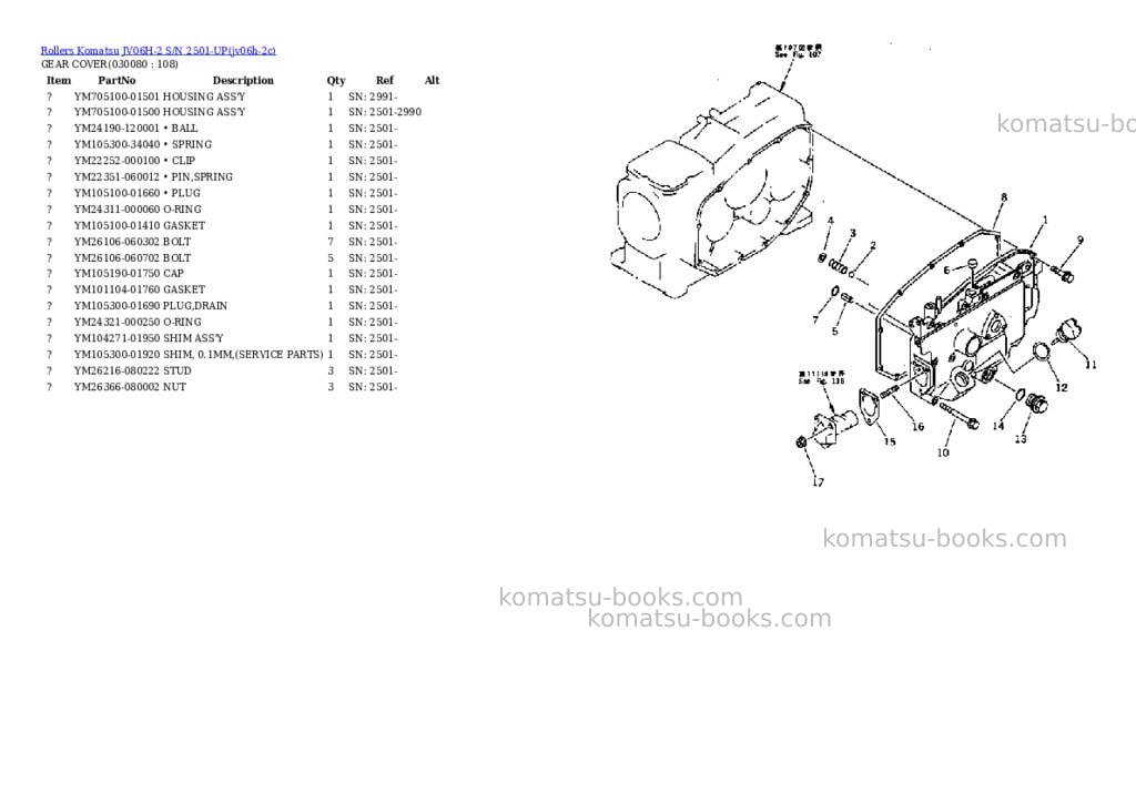 Komatsu JV06H-2 S/N 2501-UP Parts catalog cover Page 7 Komatsu JV06H-2 S/N 2501-UP Parts catalog cover Page 7