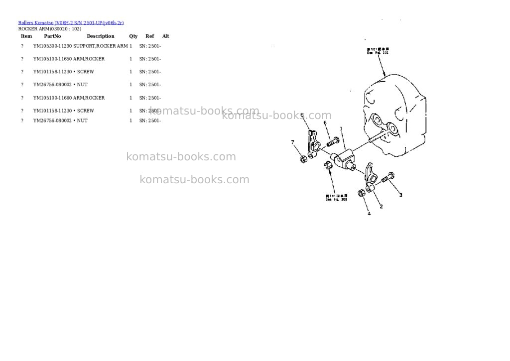 Komatsu jv06h-2 s/n 2501-up Parts catalog cover Komatsu jv06h-2 s/n 2501-up Parts catalog cover
