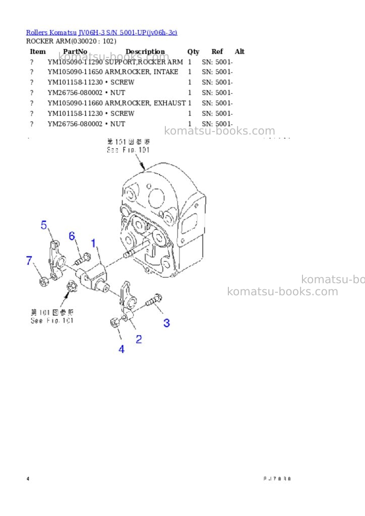 Komatsu JV06H-3 S/N 5001-UP Parts catalog cover Komatsu JV06H-3 S/N 5001-UP Parts catalog cover