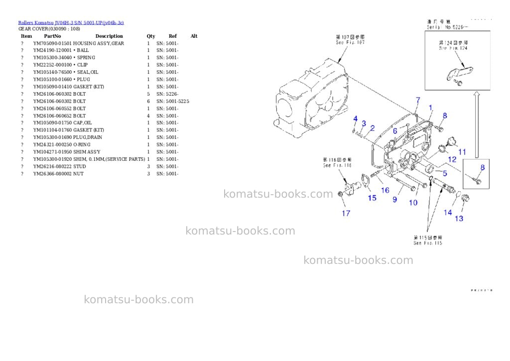 Komatsu JV06H-3 S/N 5001-UP Parts catalog cover Page 8 Komatsu JV06H-3 S/N 5001-UP Parts catalog cover Page 8