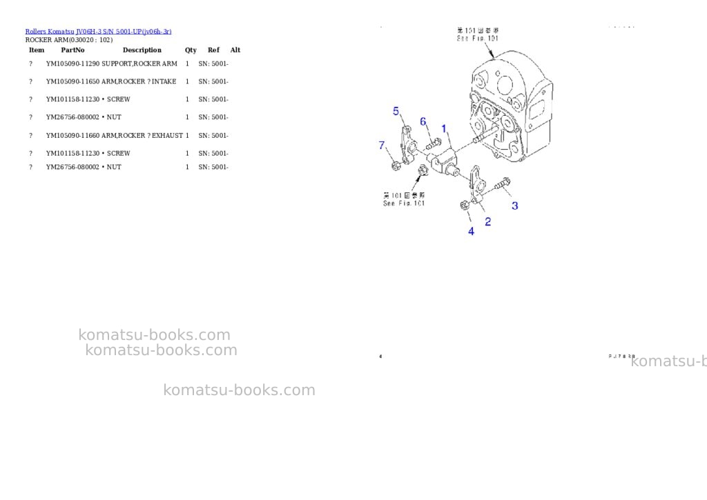Komatsu jv06h-3 s/n 5001-up Parts catalog cover Komatsu jv06h-3 s/n 5001-up Parts catalog cover