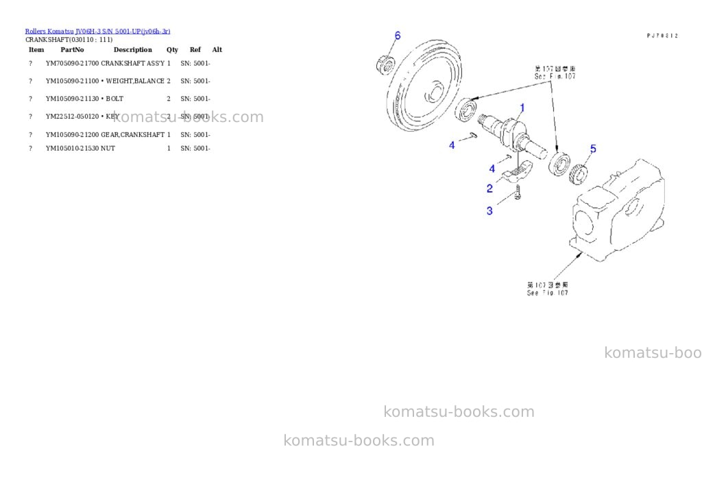 Komatsu jv06h-3 s/n 5001-up Parts catalog cover Page 10 Komatsu jv06h-3 s/n 5001-up Parts catalog cover Page 10